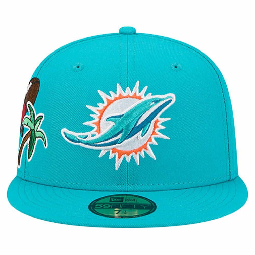 Miami Dolphins New Era Group Chat 59FIFTY Fitted Hat - Aqua sale