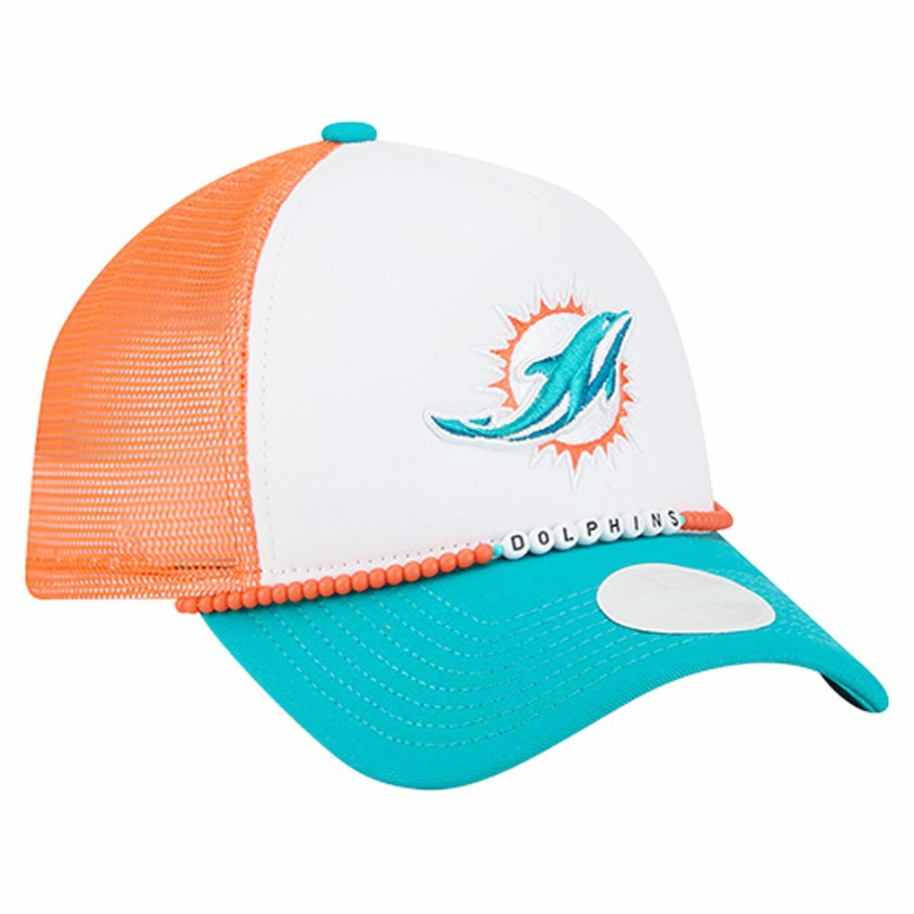 Miami Dolphins New Era Women's Friendship Bracelet 9FORTY Adjustable Hat - White/Aqua sale