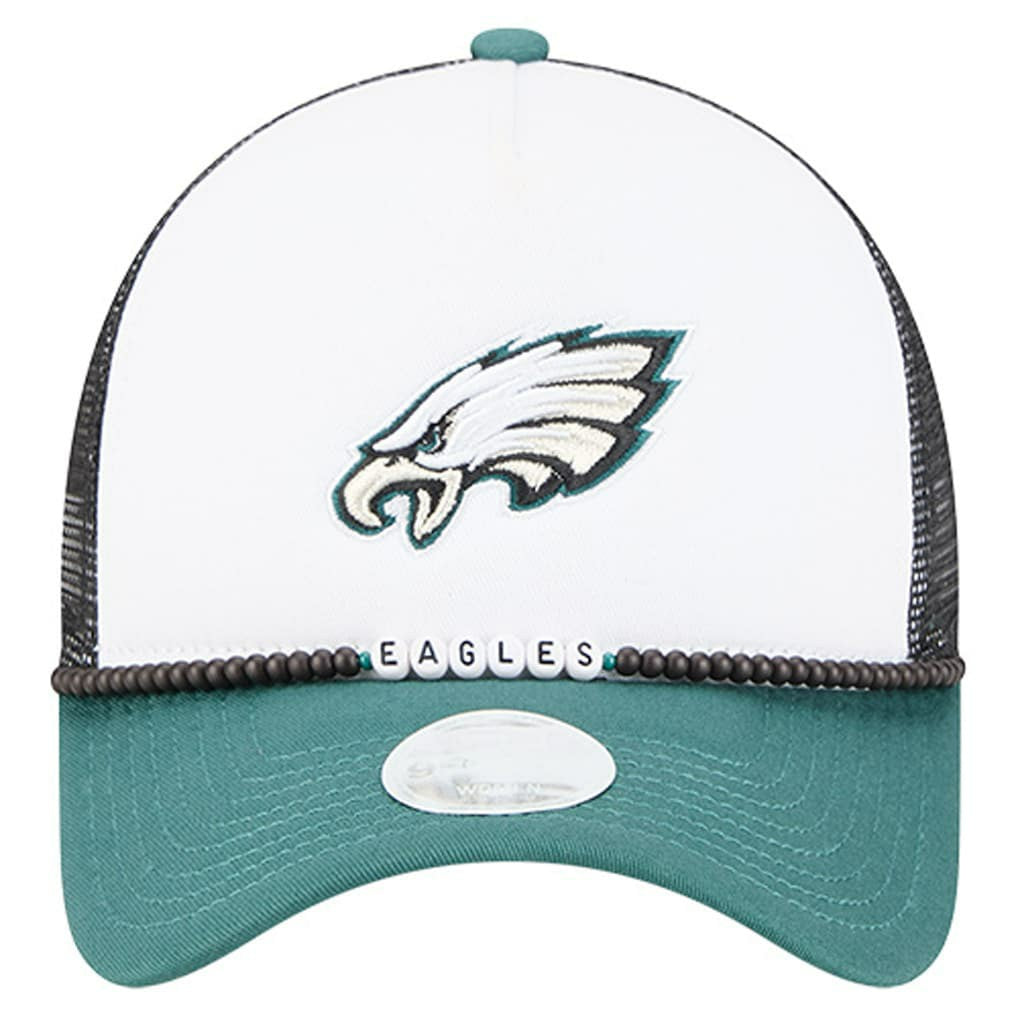 Philadelphia Eagles New Era Women's Friendship Bracelet 9FORTY Adjustable Hat - White/Midnight Green outlet