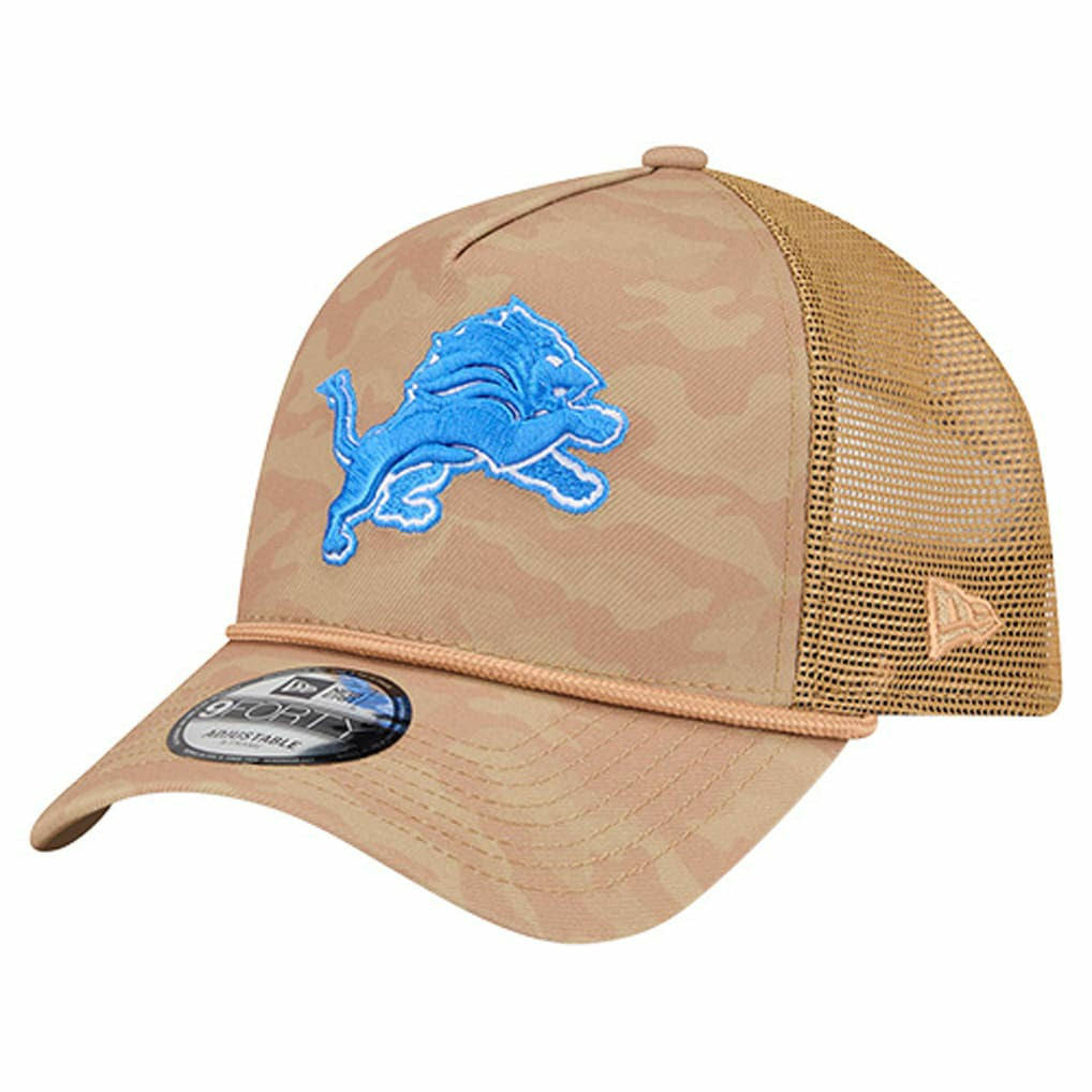 Detroit Lions New Era Wheat Camo 9FORTY Adjustable Hat - Tan for sale