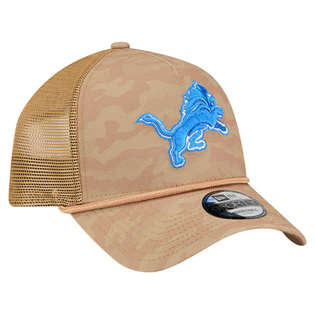 Detroit Lions New Era Wheat Camo 9FORTY Adjustable Hat - Tan for sale
