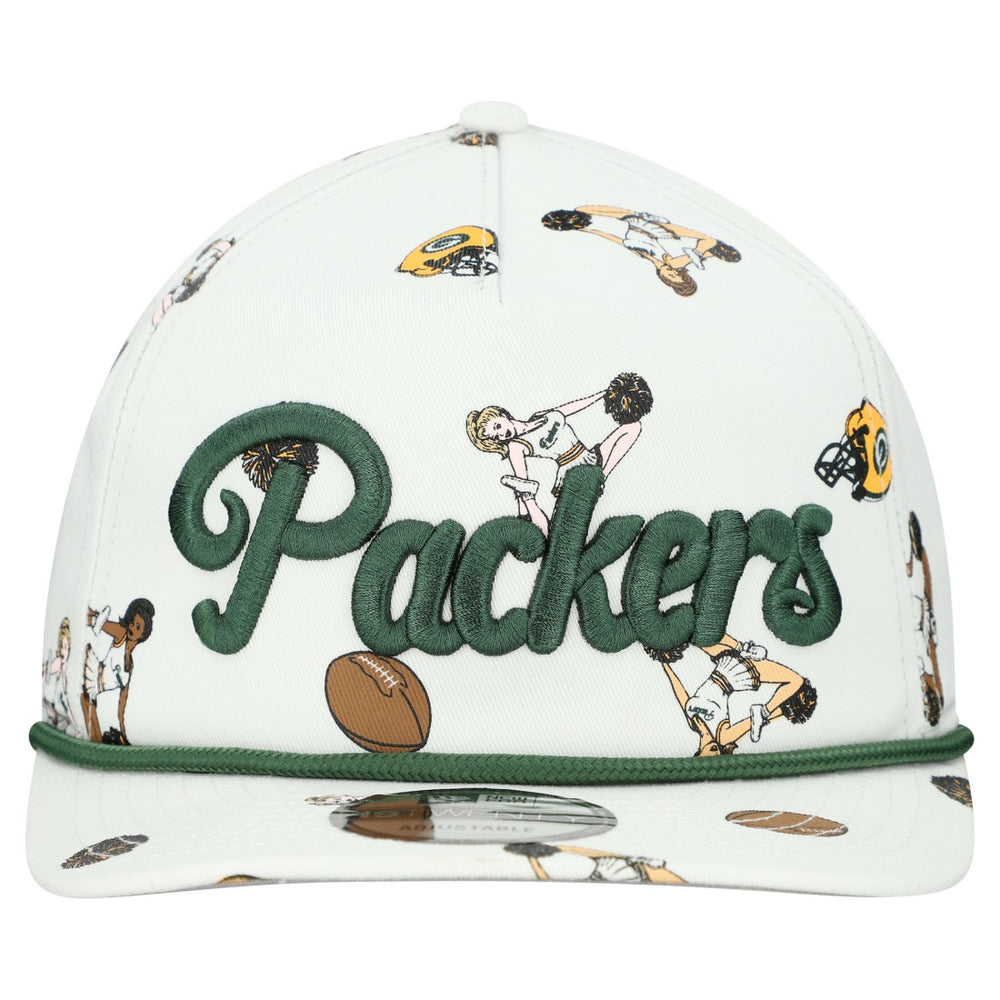 Green Bay Packers New Era Team Cheer 19TWENTY Snapback Hat - White cheap