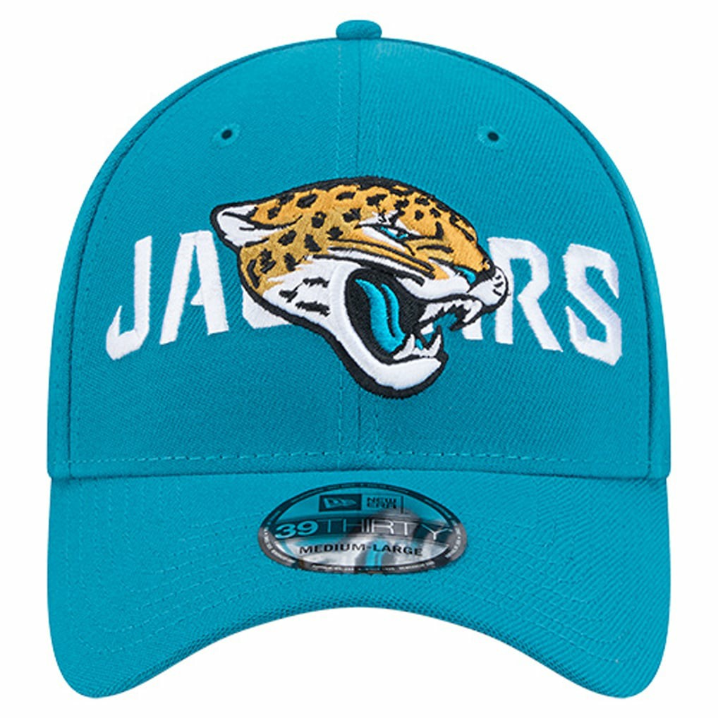 Jacksonville Jaguars New Era Overlap Logo 39THIRTY Stretch Fit Hat - Teal on sale