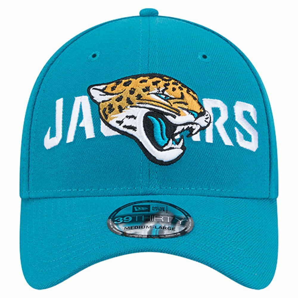 Jacksonville Jaguars New Era Overlap Logo 39THIRTY Stretch Fit Hat - Teal on sale