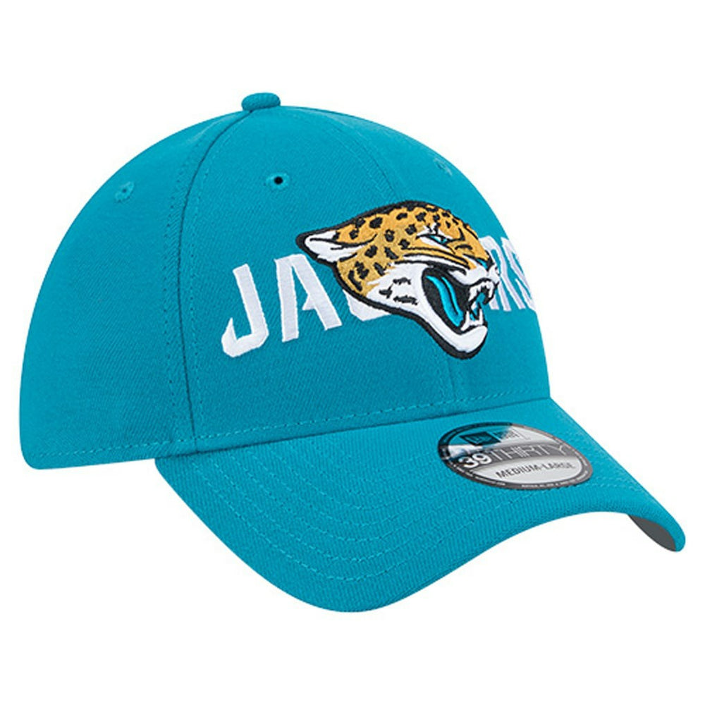 Jacksonville Jaguars New Era Overlap Logo 39THIRTY Stretch Fit Hat - Teal on sale