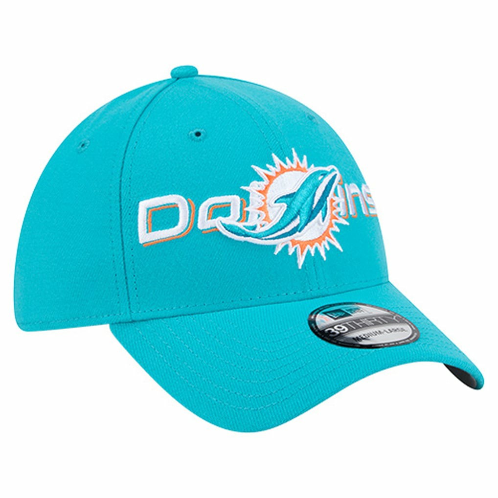 Miami Dolphins New Era Overlap Logo 39THIRTY Stretch Fit Hat - Aqua cheap