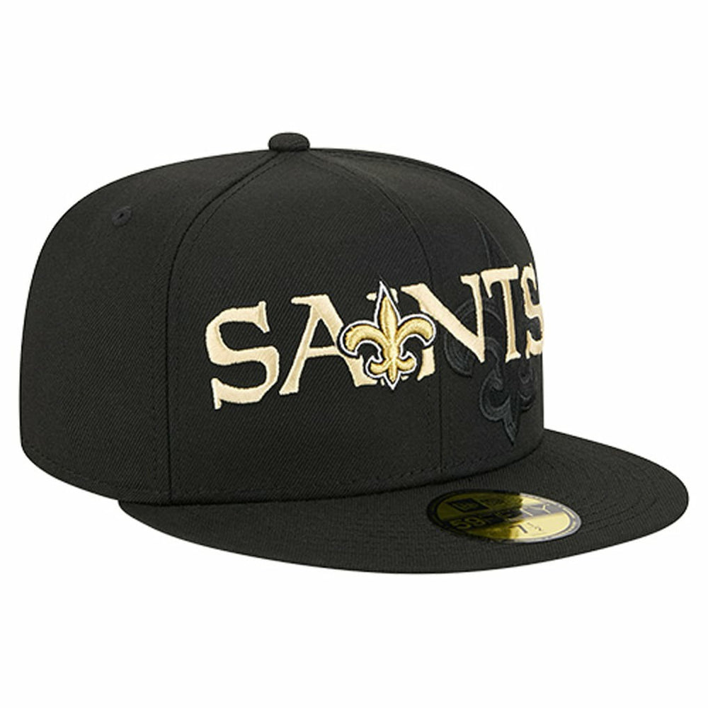 New Orleans Saints New Era Overlap Wordmark 59FIFTY Fitted Hat - Black cheap