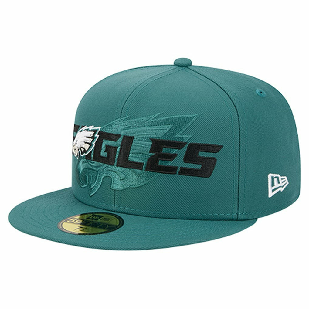 Philadelphia Eagles New Era Overlap Wordmark 59FIFTY Fitted Hat - Midnight Green cheap