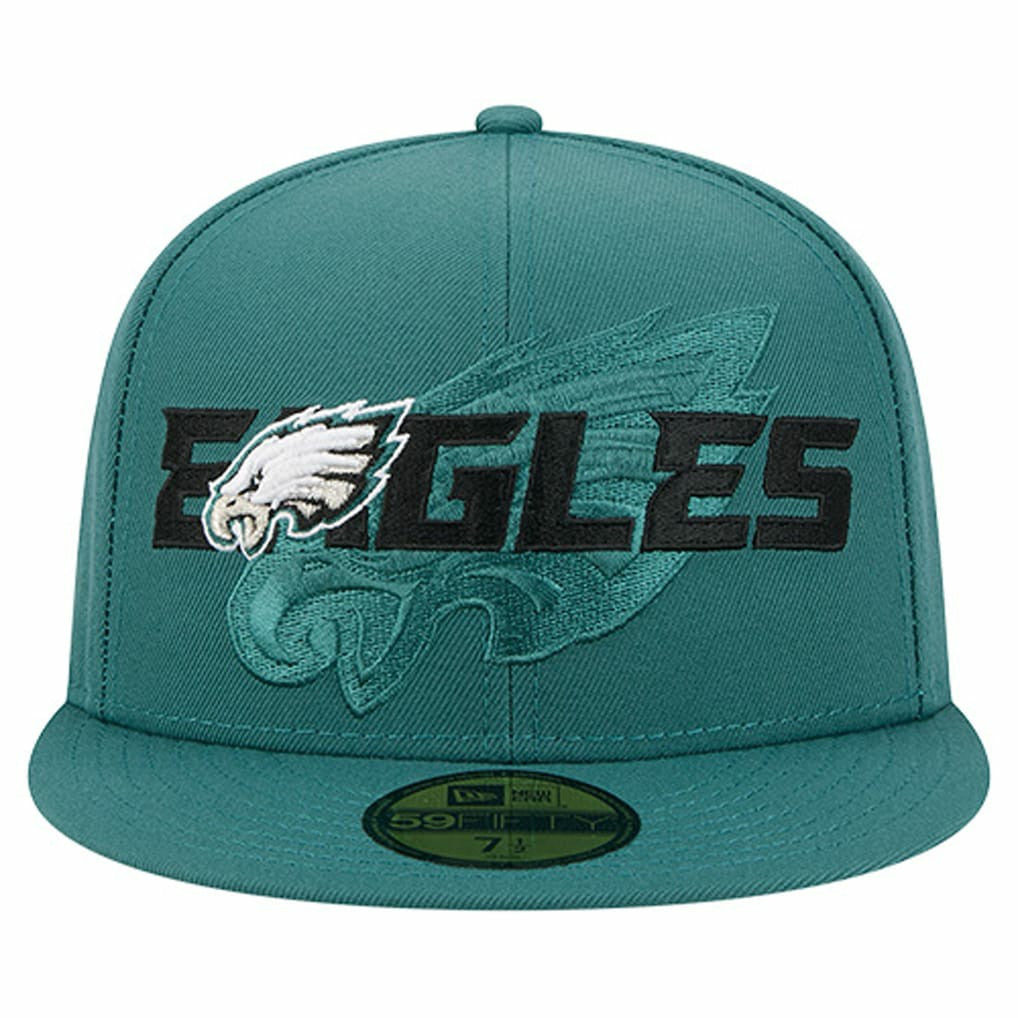 Philadelphia Eagles New Era Overlap Wordmark 59FIFTY Fitted Hat - Midnight Green cheap