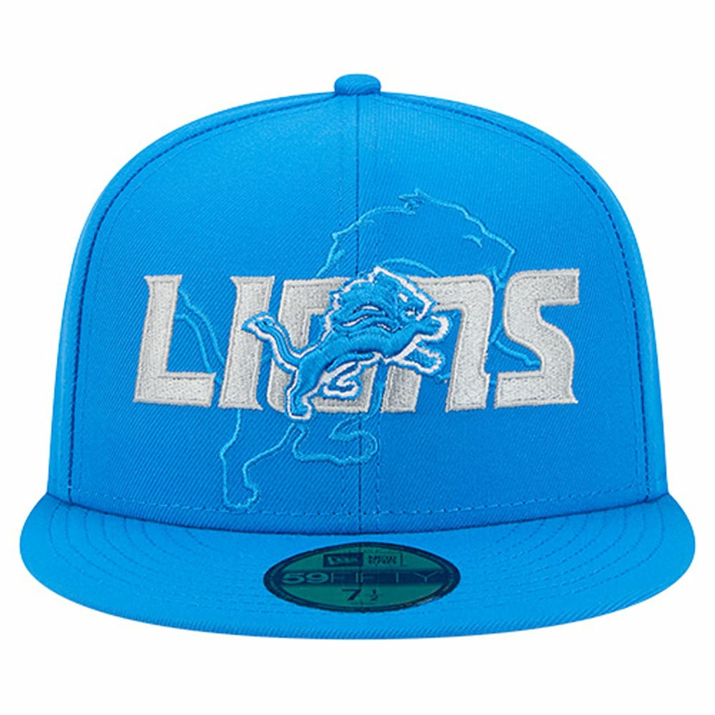 Detroit Lions New Era Overlap Wordmark 59FIFTY Fitted Hat - Blue discount