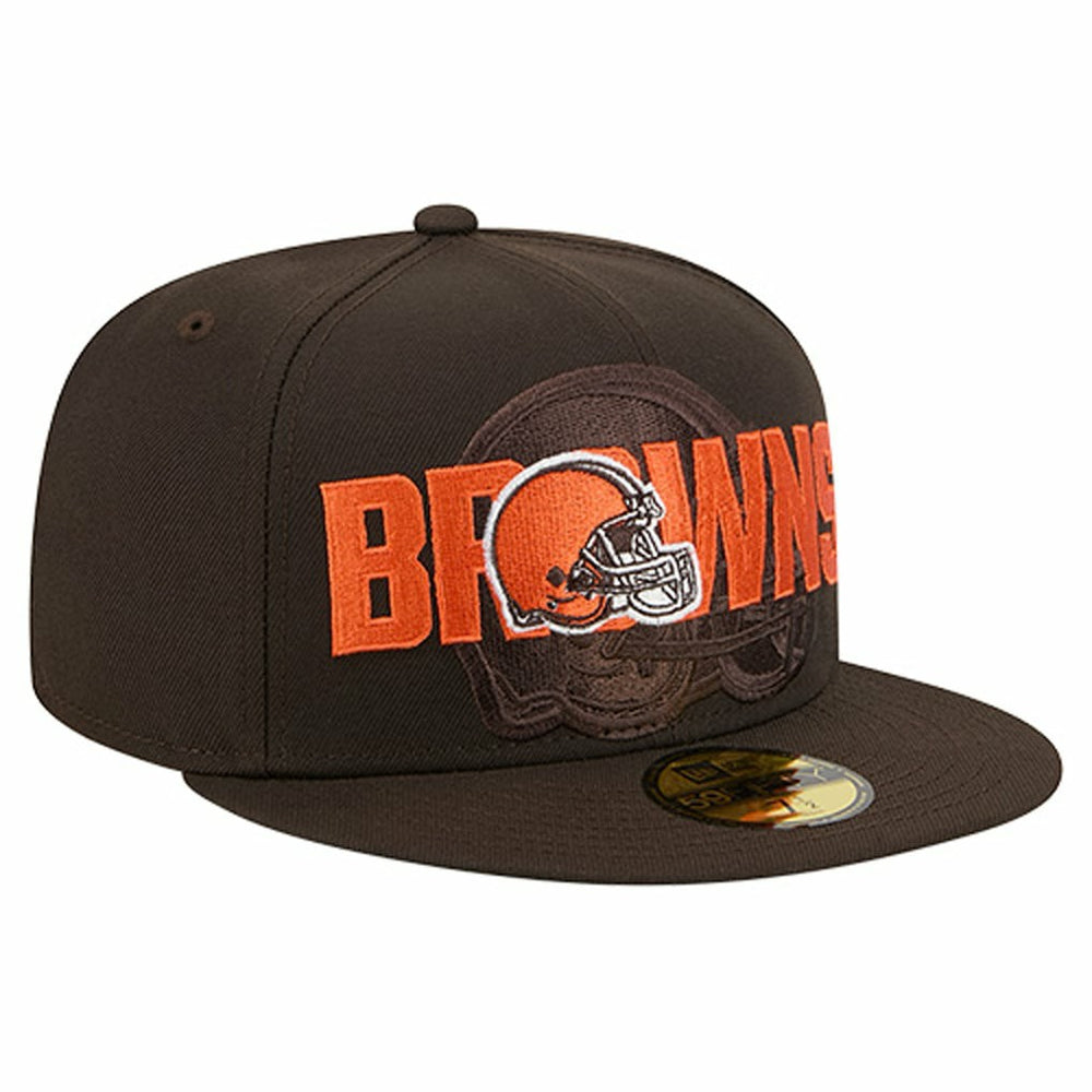 Cleveland Browns New Era Overlap Wordmark 59FIFTY Fitted Hat - Brown on sale