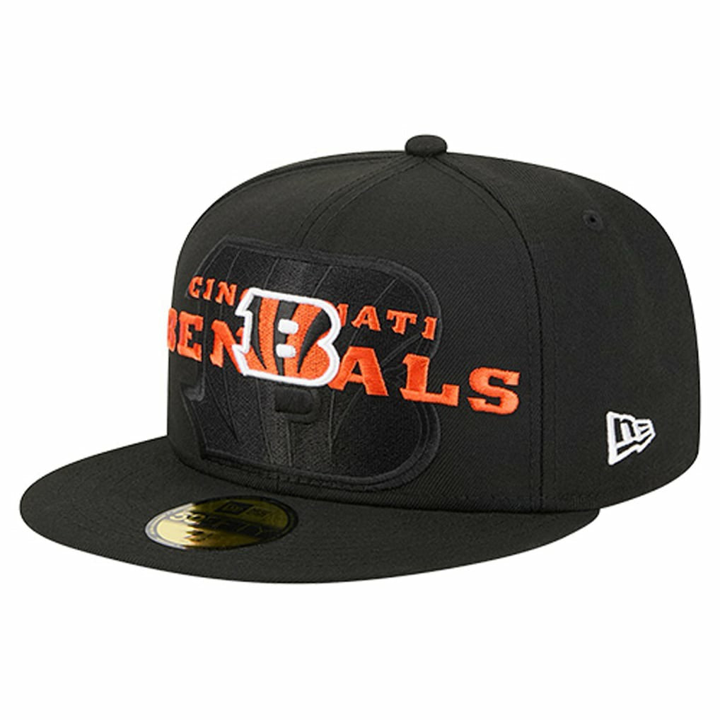 Cincinnati Bengals New Era Overlap Wordmark 59FIFTY Fitted Hat - Black for sale