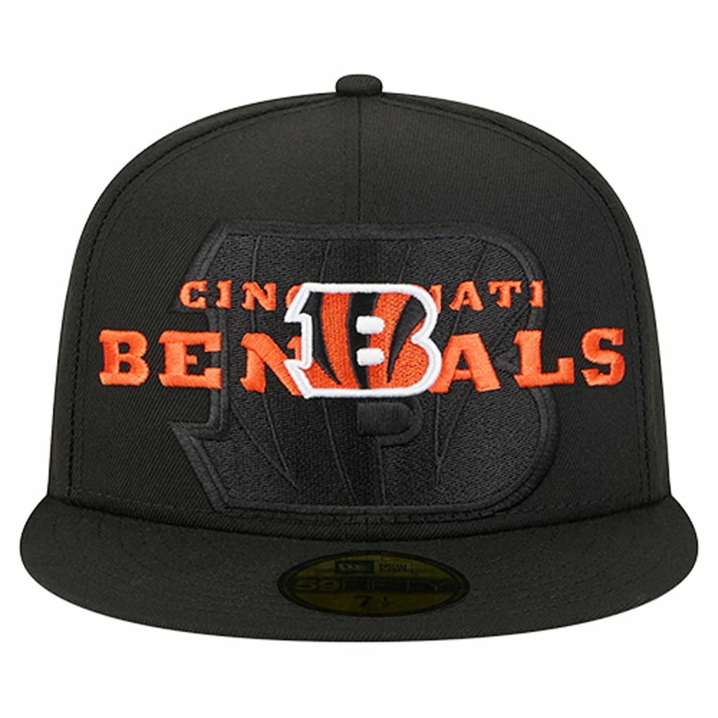 Cincinnati Bengals New Era Overlap Wordmark 59FIFTY Fitted Hat - Black for sale