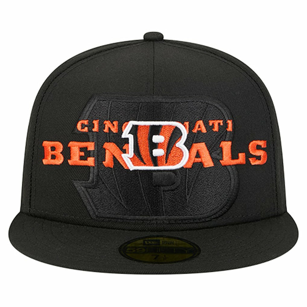 Cincinnati Bengals New Era Overlap Wordmark 59FIFTY Fitted Hat - Black for sale