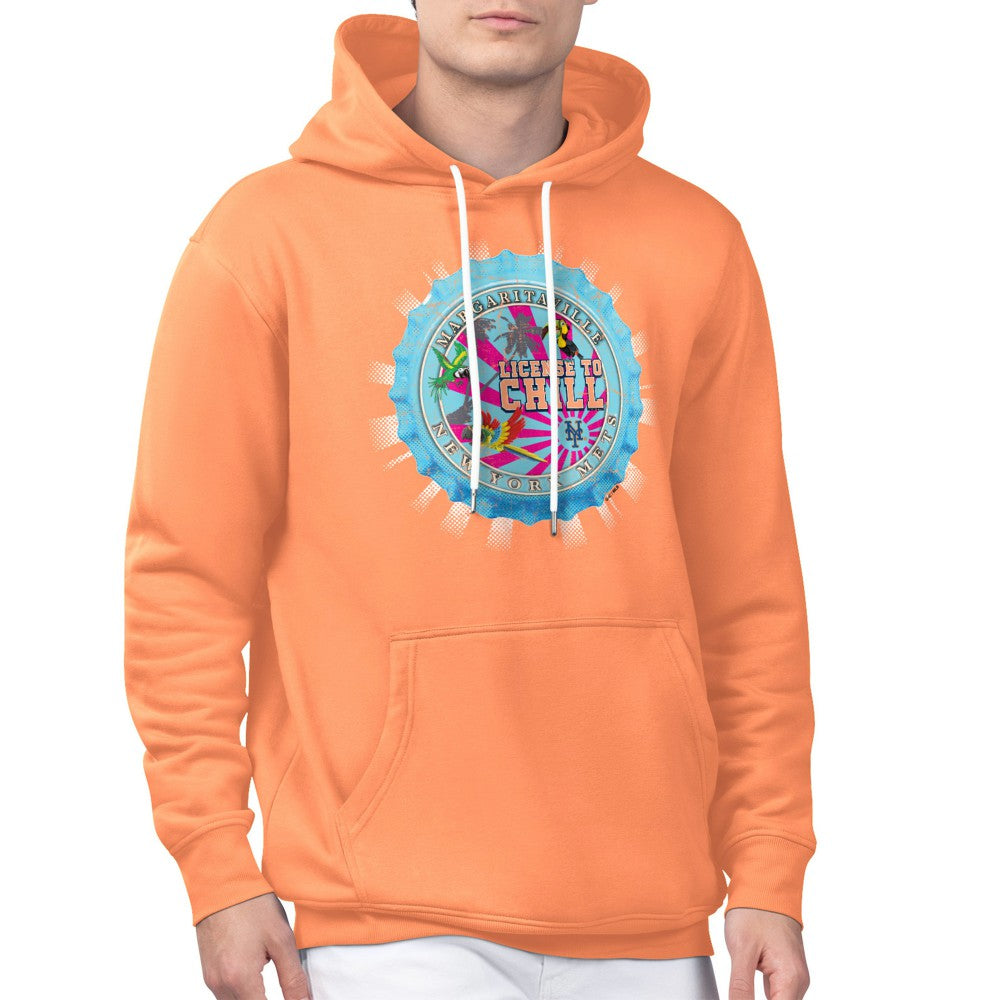 New York Mets Margaritaville Chill Bottle Cap Fleece Pullover Hoodie - Orange