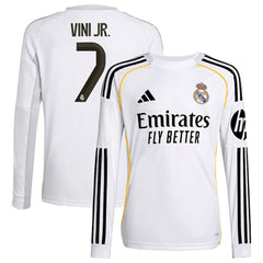 Vini Jr. Real Madrid Youth 2025/26 Home Replica Long Sleeve Jersey - White | Adidas discount