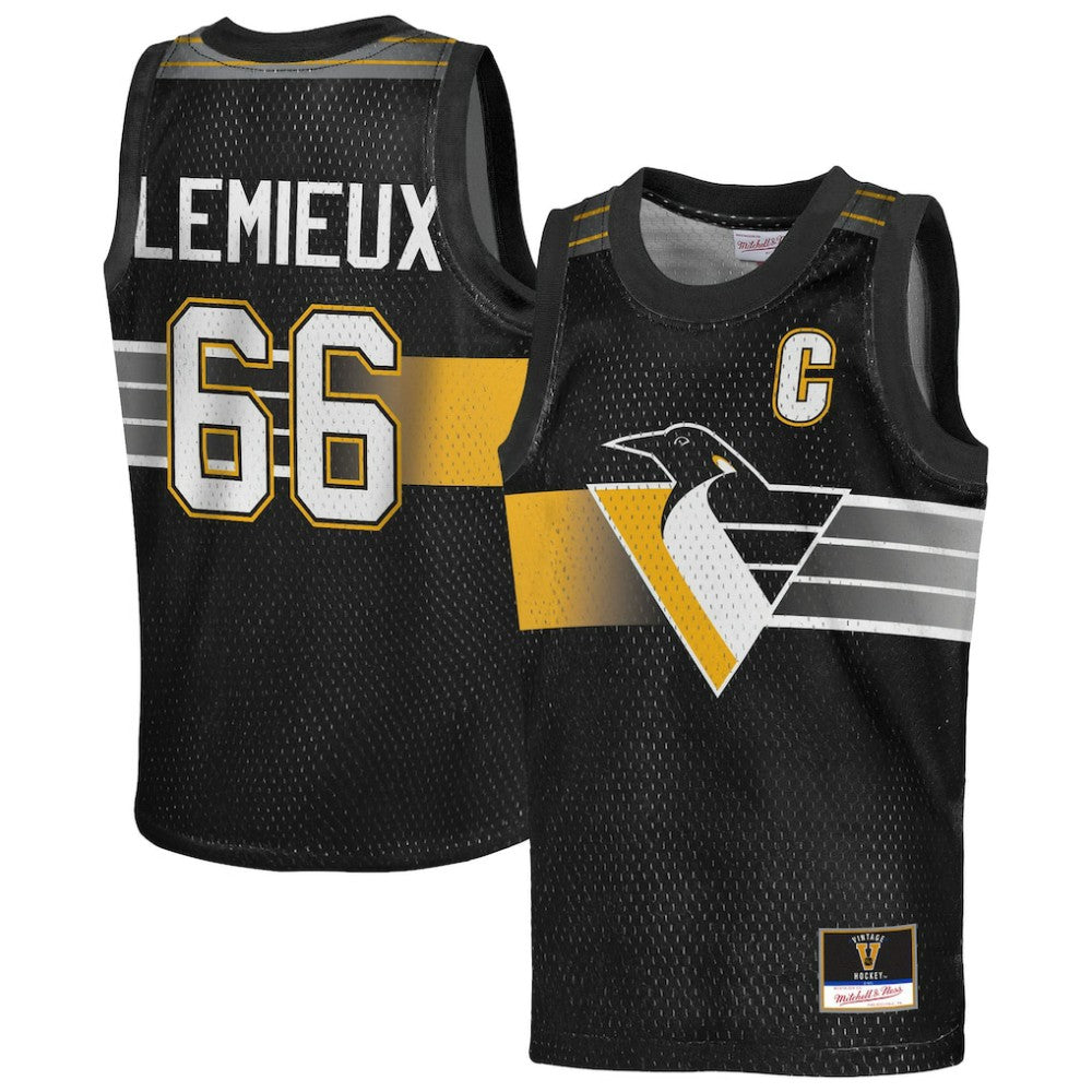 Mario Lemieux Pittsburgh Penguins Mitchell & Ness Youth Maxxed Out Fashion Basketball Jersey Black