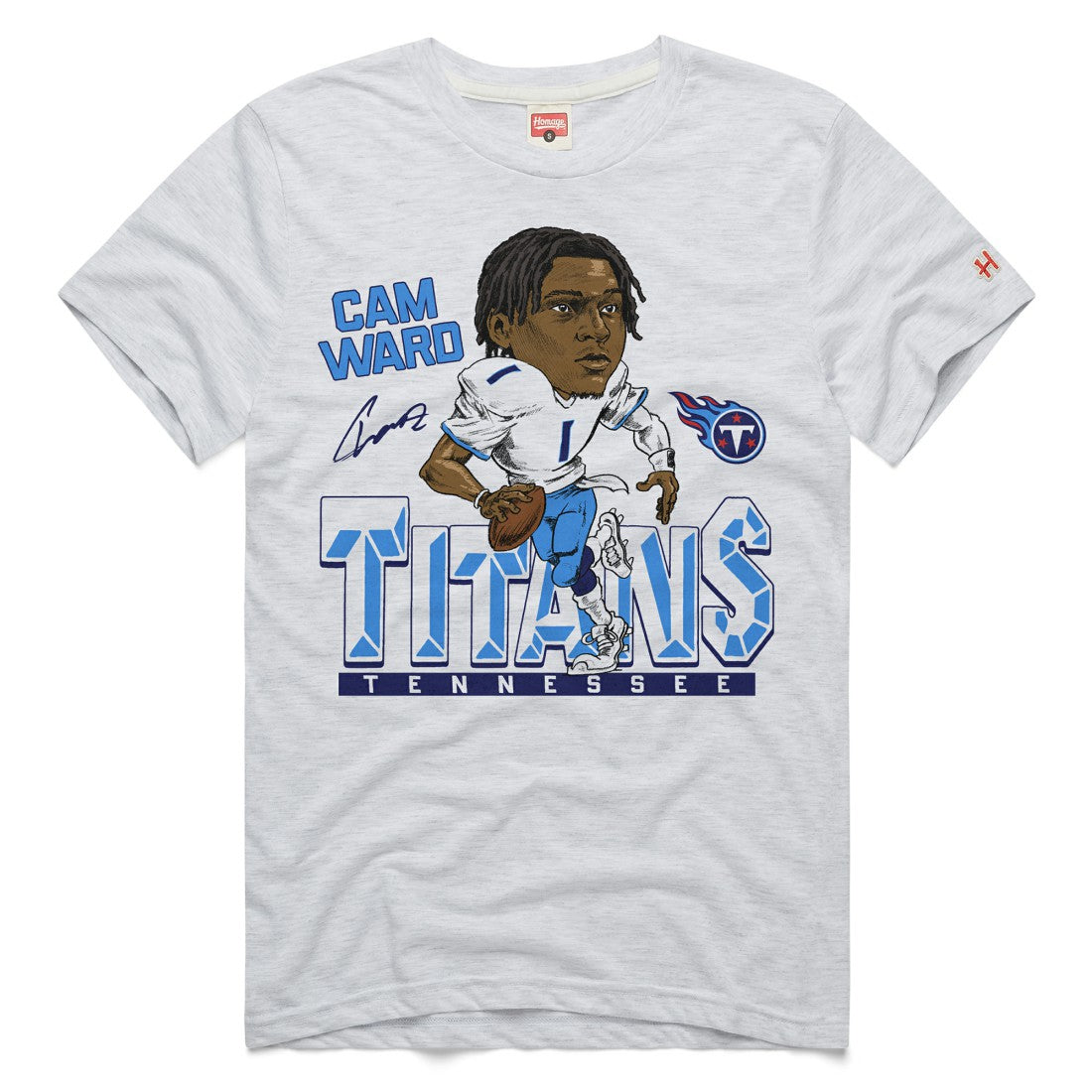 Cameron Ward Tennessee Titans Homage Unisex Caricature Player Graphic Tri-Blend T-Shirt - Ash cheap