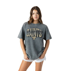 New Orleans Saints Gameday Couture Women's Peak Performance Oversized Snow Wash T-Shirt - Gray on sale