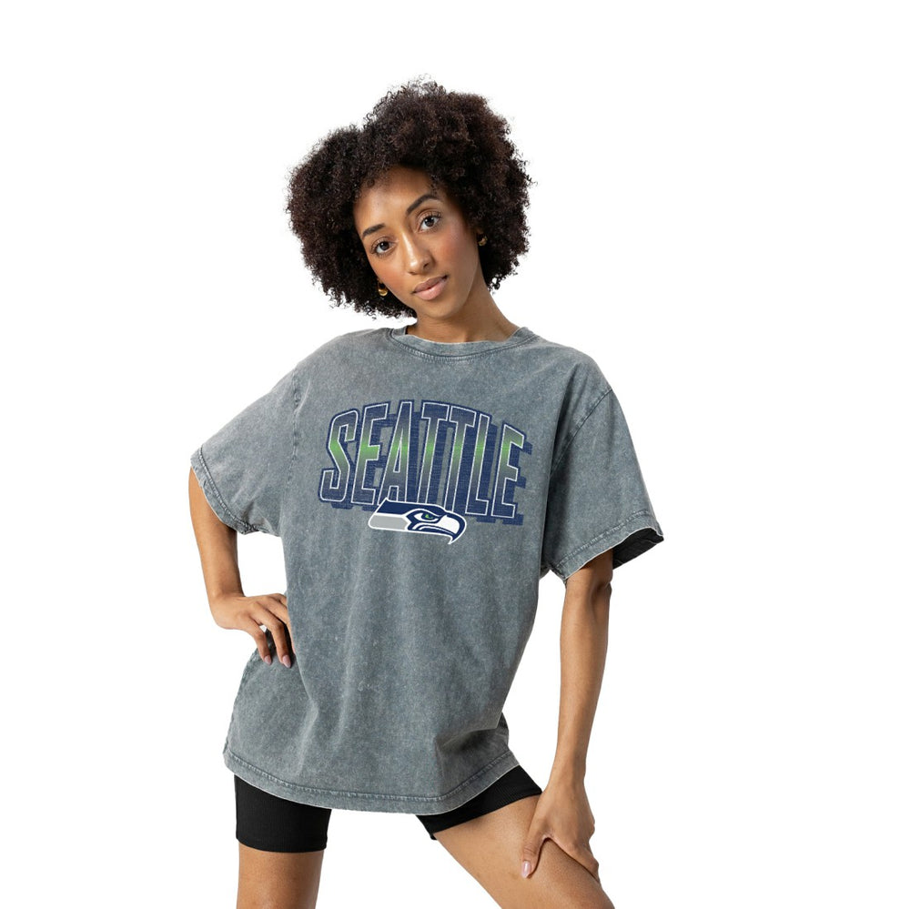 Seattle Seahawks Gameday Couture Women's Peak Performance Oversized Snow Wash T-Shirt - Gray for sale