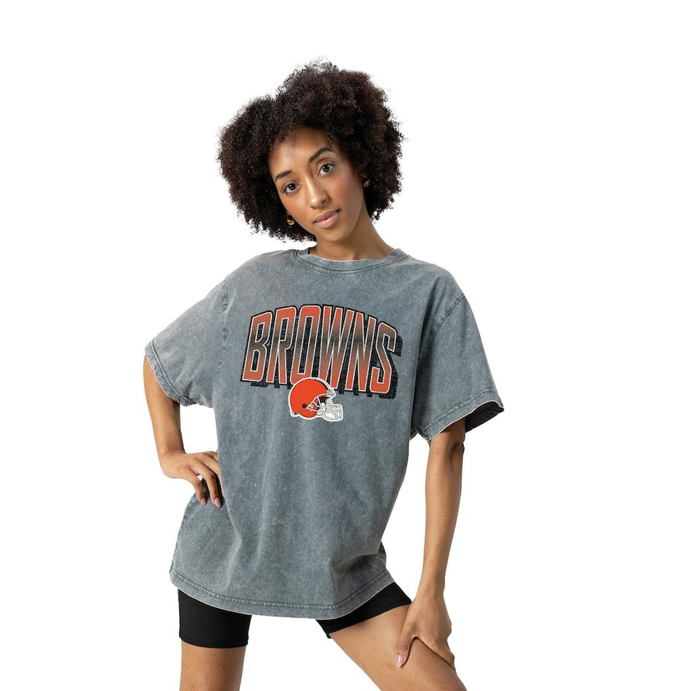Cleveland Browns Gameday Couture Women's Peak Performance Oversized Snow Wash T-Shirt - Gray sale