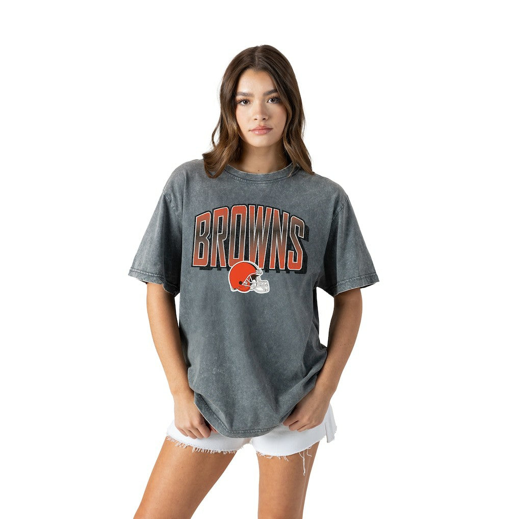 Cleveland Browns Gameday Couture Women's Peak Performance Oversized Snow Wash T-Shirt - Gray sale