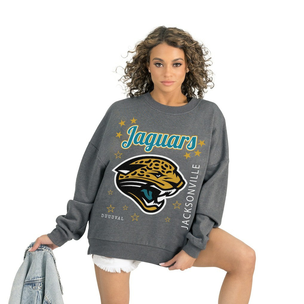 Jacksonville Jaguars Gameday Couture Women's Ready to Rumble Premium Fleece Pullover Sweatshirt - Gray on sale