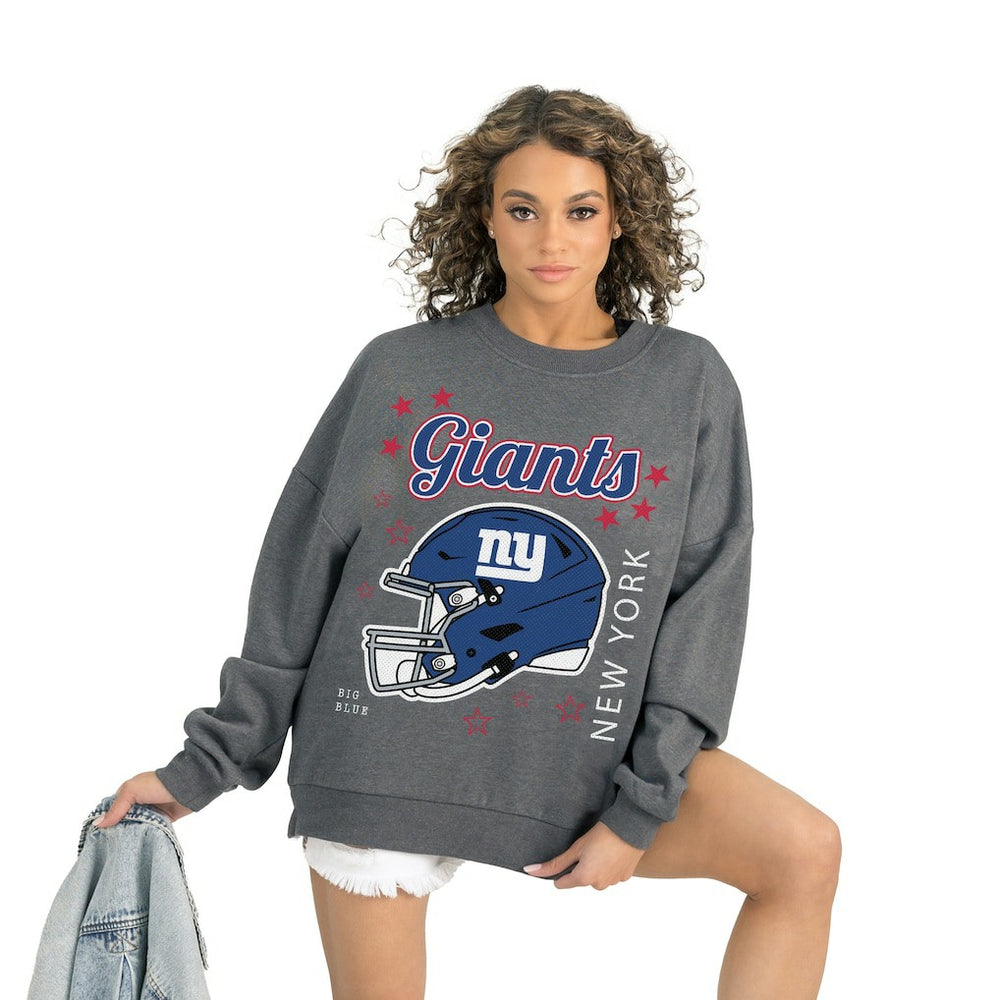 New York Giants Gameday Couture Women's Ready to Rumble Premium Fleece Pullover Sweatshirt - Gray for sale