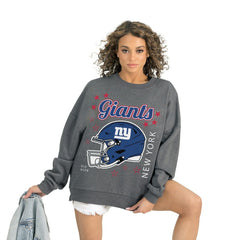 New York Giants Gameday Couture Women's Ready to Rumble Premium Fleece Pullover Sweatshirt - Gray for sale