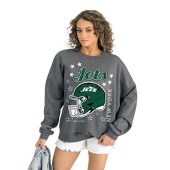 New York Jets Gameday Couture Women's Ready to Rumble Premium Fleece Pullover Sweatshirt - Gray discount