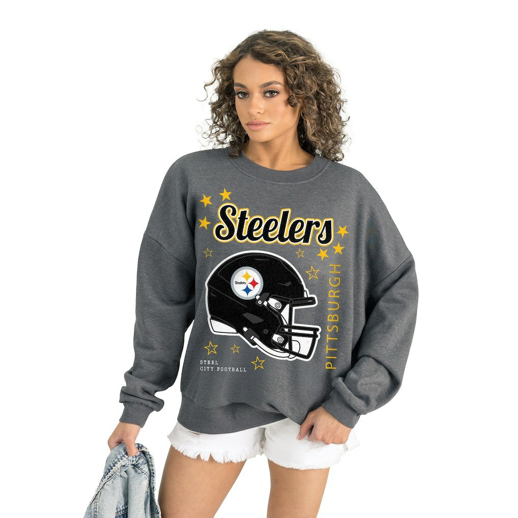 Pittsburgh Steelers Gameday Couture Women's Ready to Rumble Premium Fleece Pullover Sweatshirt - Gray for sale