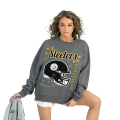 Pittsburgh Steelers Gameday Couture Women's Ready to Rumble Premium Fleece Pullover Sweatshirt - Gray for sale