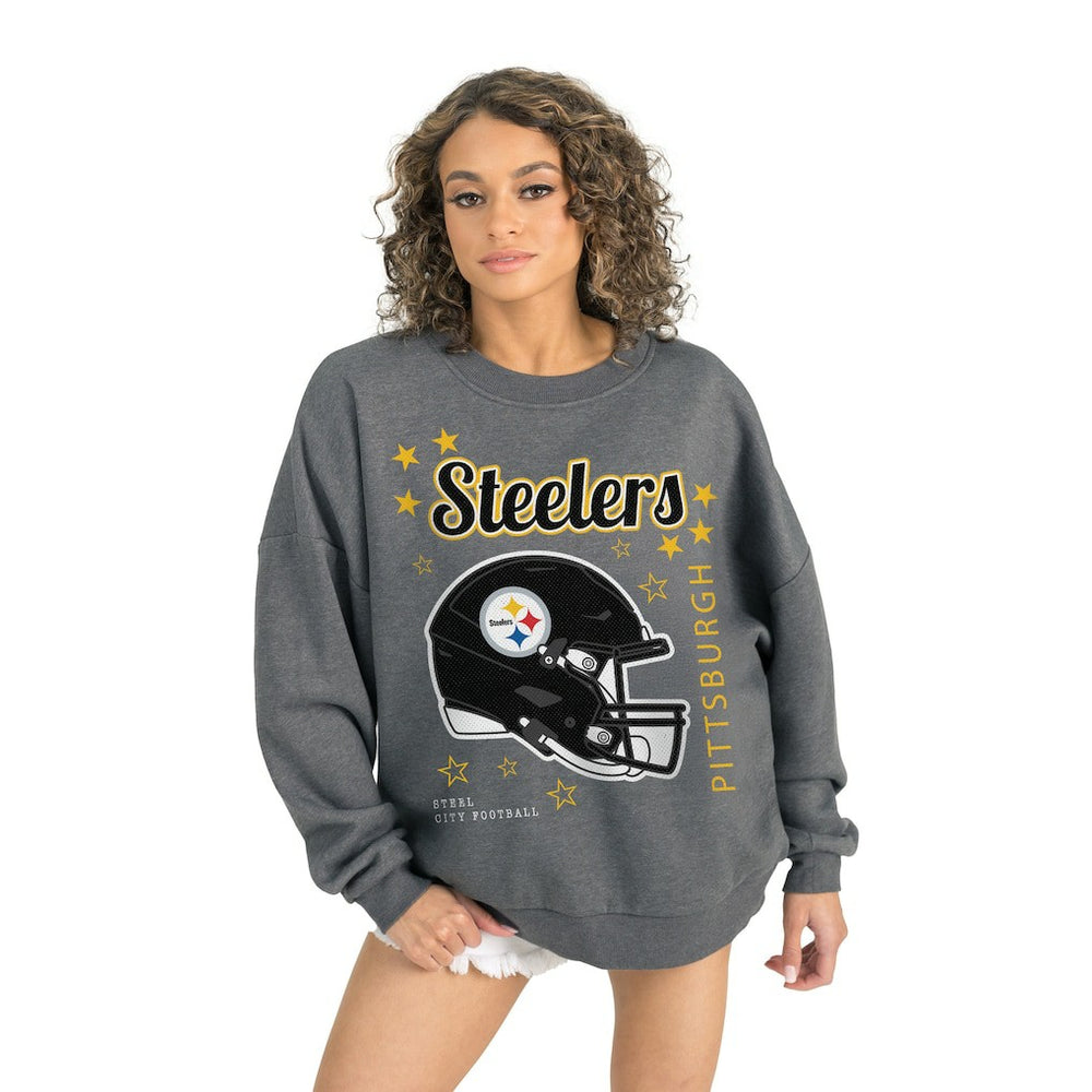 Pittsburgh Steelers Gameday Couture Women's Ready to Rumble Premium Fleece Pullover Sweatshirt - Gray for sale