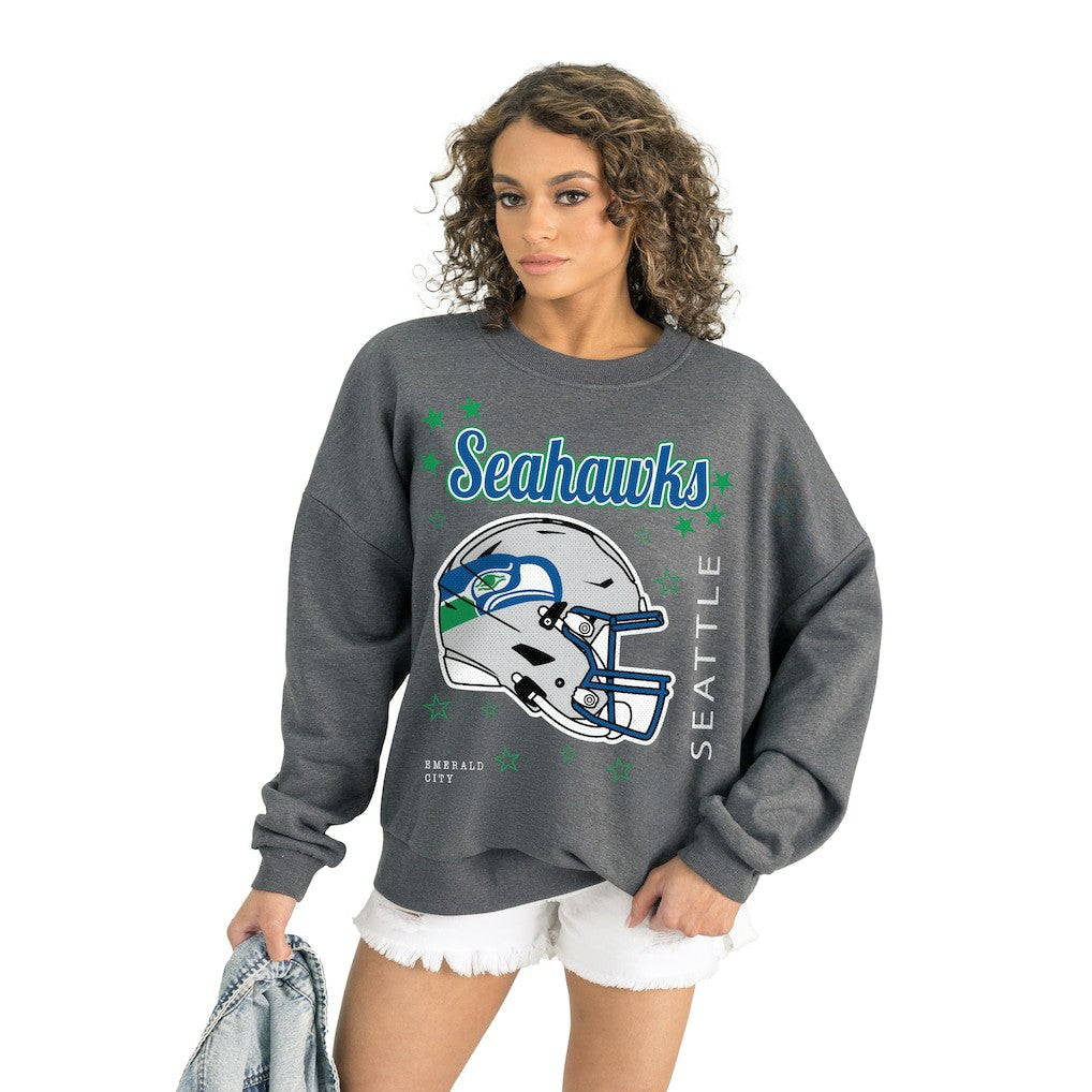 Seattle Seahawks Gameday Couture Women's Ready to Rumble Premium Fleece Pullover Sweatshirt - Gray cheap