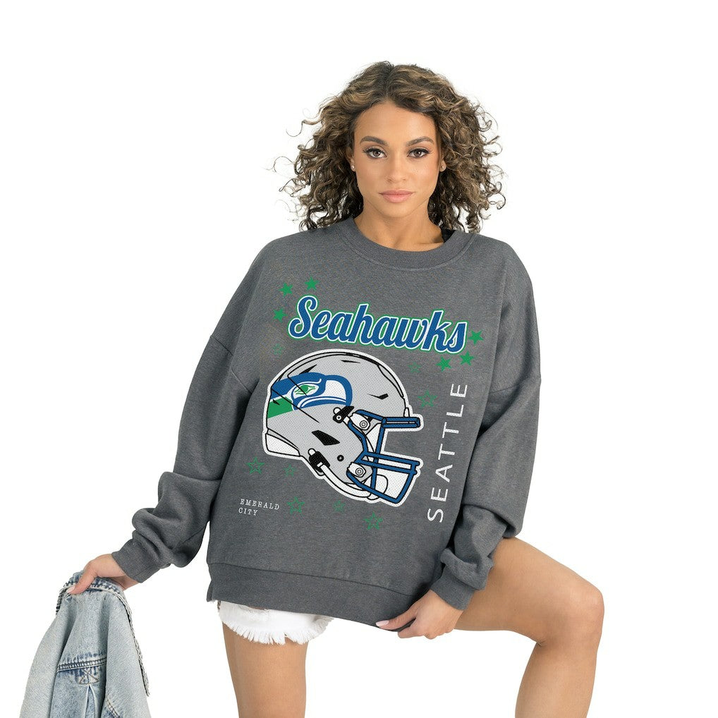 Seattle Seahawks Gameday Couture Women's Ready to Rumble Premium Fleece Pullover Sweatshirt - Gray cheap