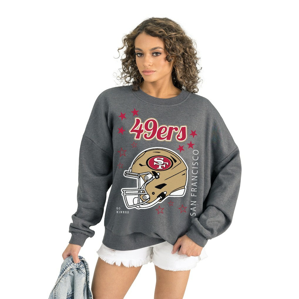 San Francisco 49ers Gameday Couture Women's Ready to Rumble Premium Fleece Pullover Sweatshirt - Gray online