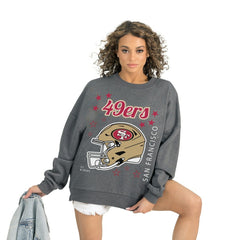 San Francisco 49ers Gameday Couture Women's Ready to Rumble Premium Fleece Pullover Sweatshirt - Gray online