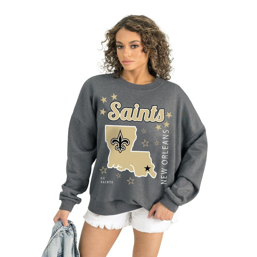 New Orleans Saints Gameday Couture Women's Ready to Rumble Premium Fleece Pullover Sweatshirt - Gray outlet