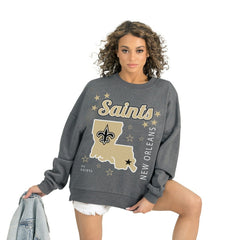 New Orleans Saints Gameday Couture Women's Ready to Rumble Premium Fleece Pullover Sweatshirt - Gray outlet