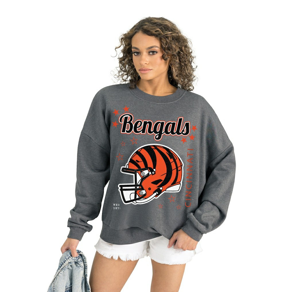 Cincinnati Bengals Gameday Couture Women's Ready to Rumble Premium Fleece Pullover Sweatshirt - Gray for sale