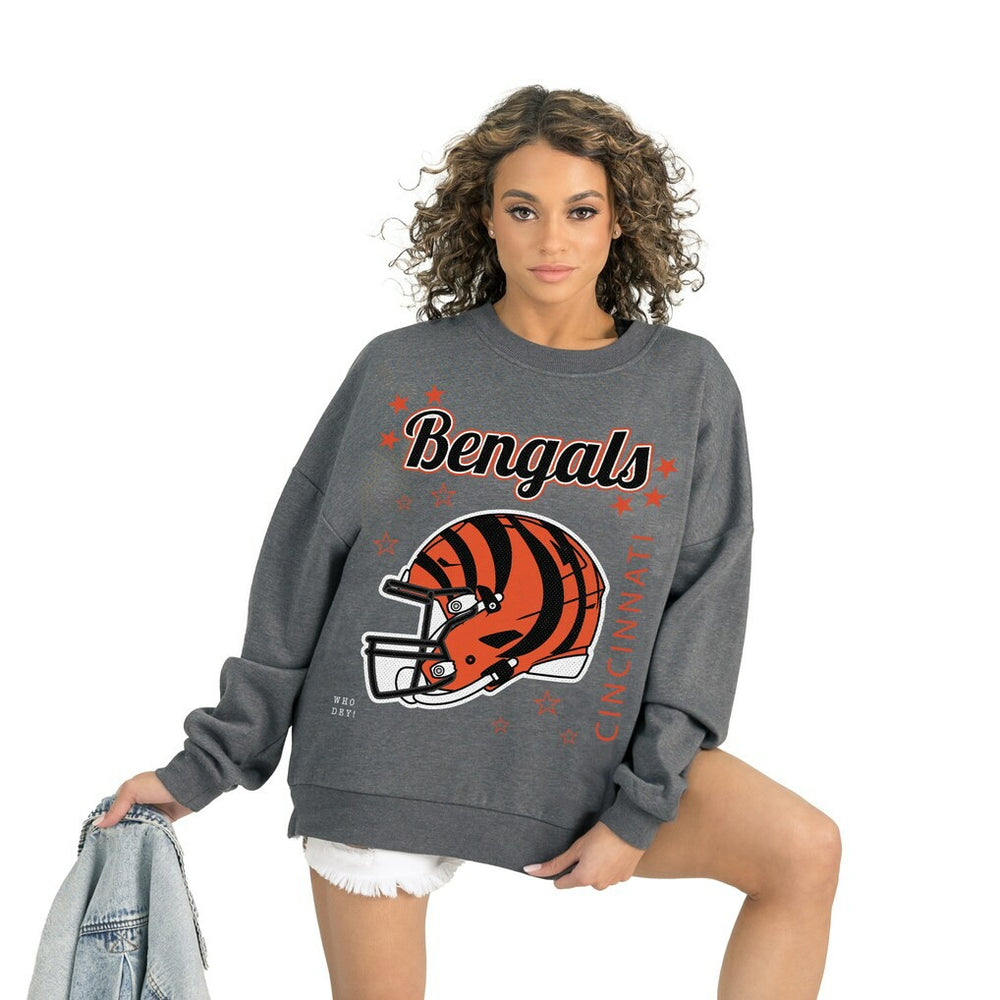 Cincinnati Bengals Gameday Couture Women's Ready to Rumble Premium Fleece Pullover Sweatshirt - Gray for sale