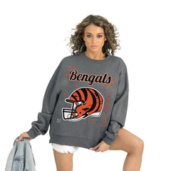 Cincinnati Bengals Gameday Couture Women's Ready to Rumble Premium Fleece Pullover Sweatshirt - Gray for sale