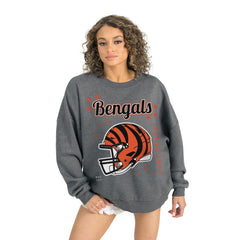 Cincinnati Bengals Gameday Couture Women's Ready to Rumble Premium Fleece Pullover Sweatshirt - Gray for sale