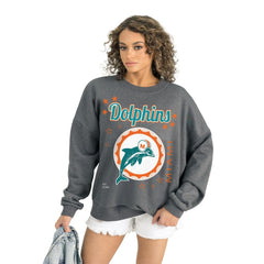 Miami Dolphins Gameday Couture Women's Ready to Rumble Premium Fleece Pullover Sweatshirt - Gray discount