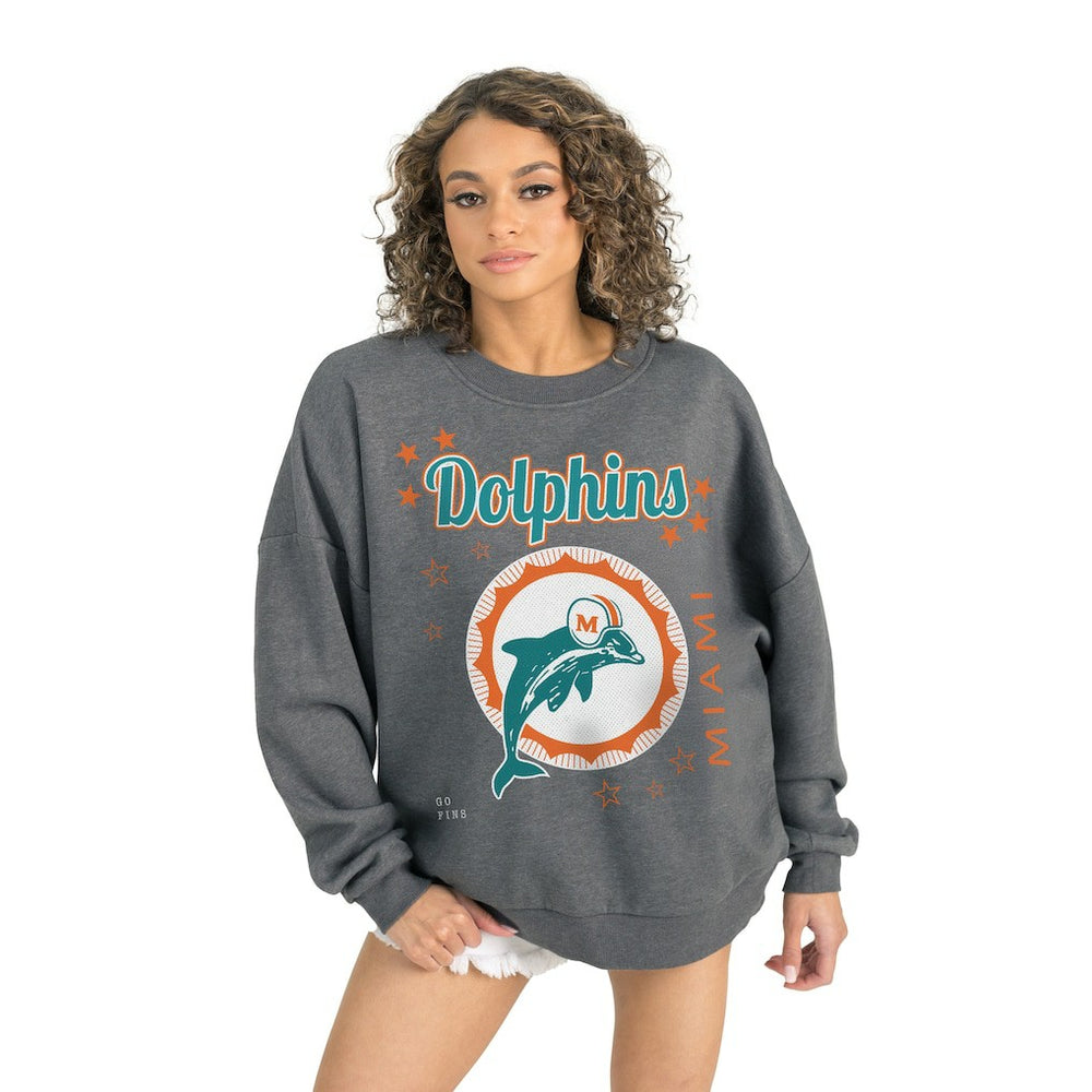 Miami Dolphins Gameday Couture Women's Ready to Rumble Premium Fleece Pullover Sweatshirt - Gray discount