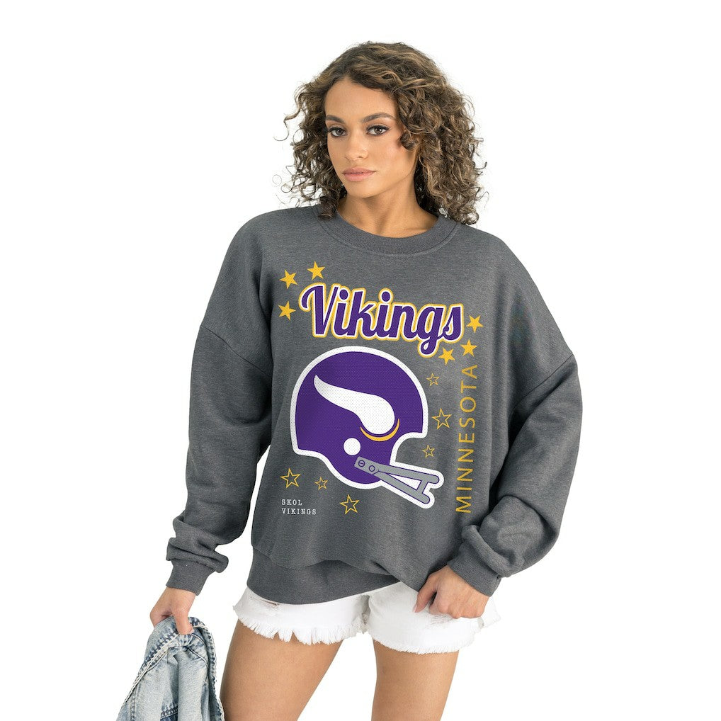 Minnesota Vikings Gameday Couture Women's Ready to Rumble Premium Fleece Pullover Sweatshirt - Gray cheap