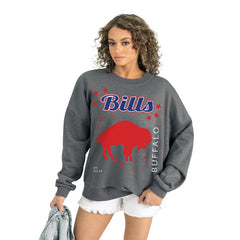 Buffalo Bills Gameday Couture Women's Ready to Rumble Premium Fleece Pullover Sweatshirt - Gray for sale