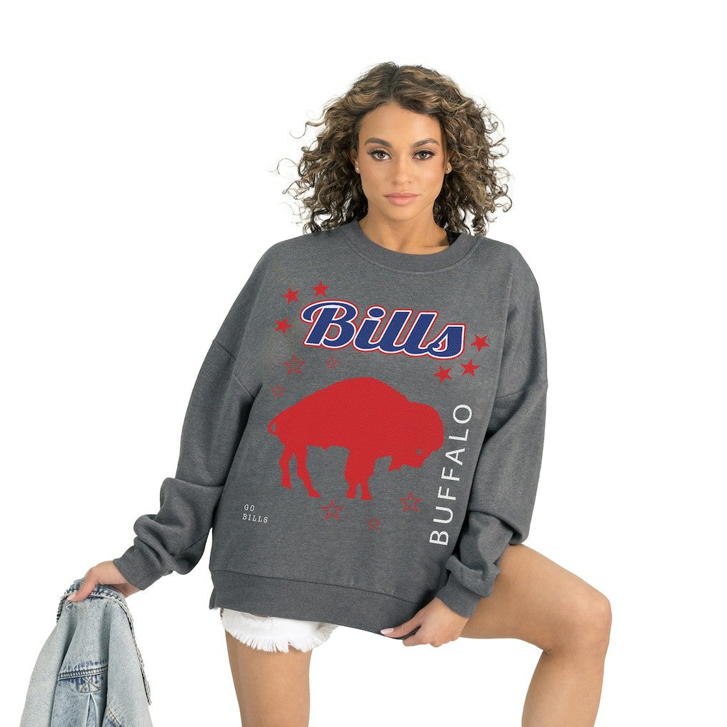 Buffalo Bills Gameday Couture Women's Ready to Rumble Premium Fleece Pullover Sweatshirt - Gray for sale