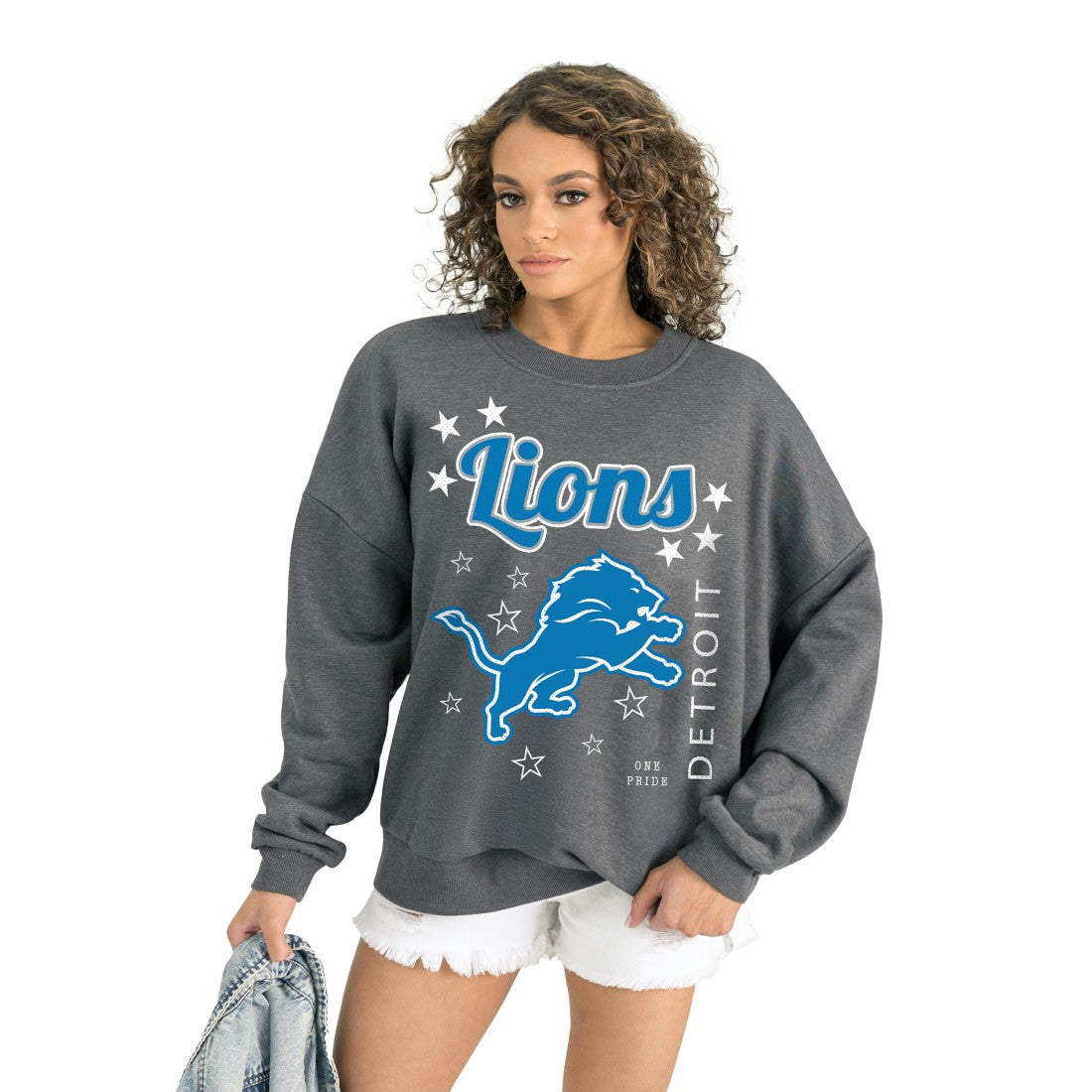 Detroit Lions Gameday Couture Women's Ready to Rumble Premium Fleece Pullover Sweatshirt - Gray sale