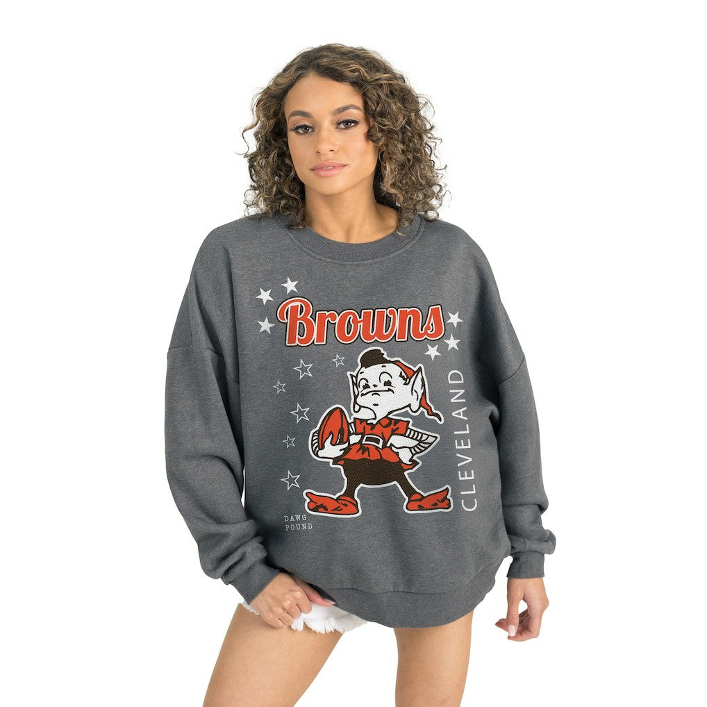 Cleveland Browns Gameday Couture Women's Ready to Rumble Premium Fleece Pullover Sweatshirt - Gray for sale